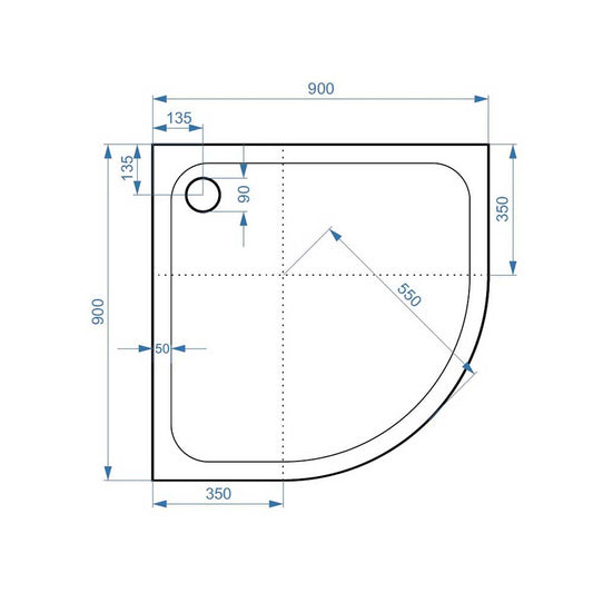 SLIM SHOWER QUAD TRAY CORNER NO WASTE