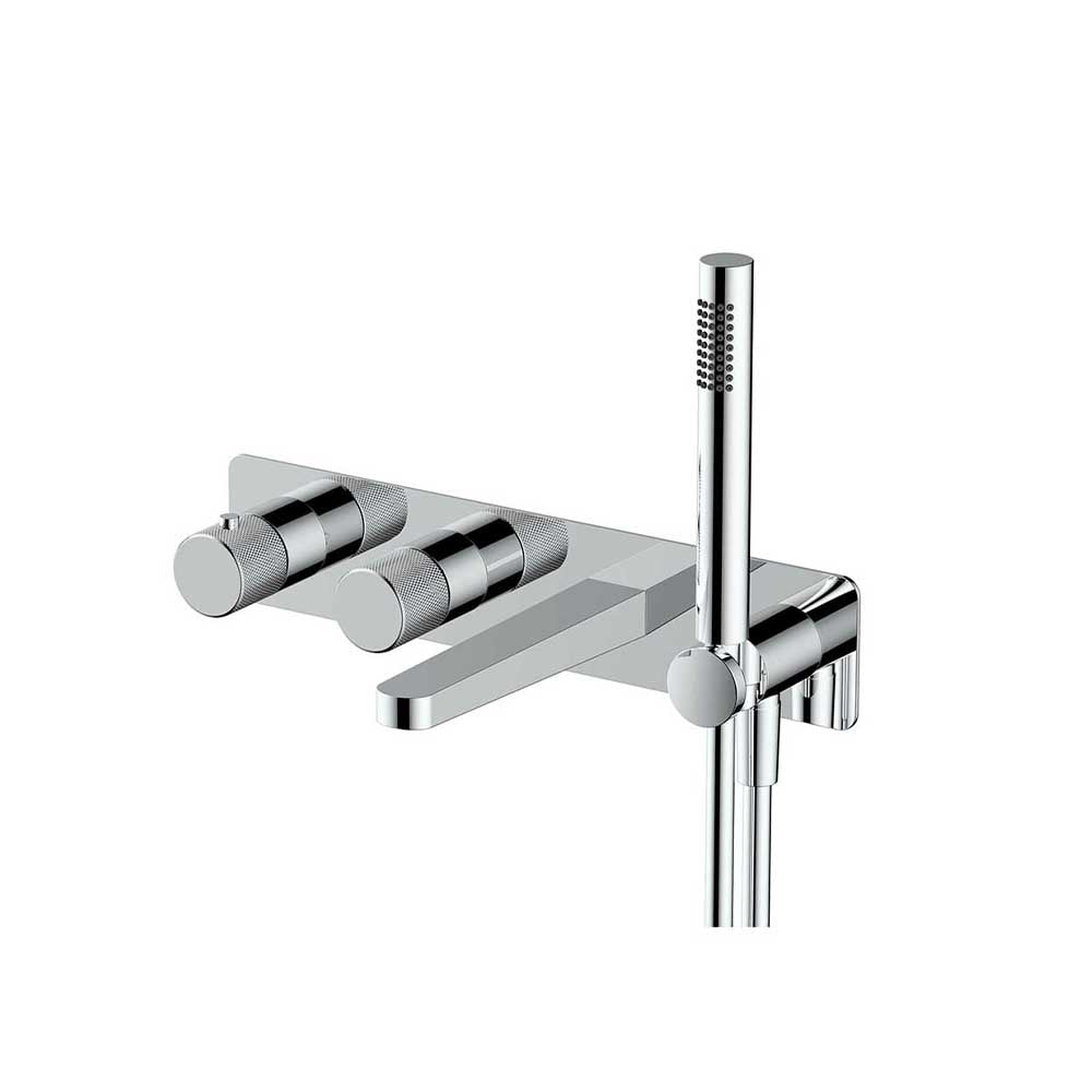 RAKAmalfi Thermostatic Dual Outlet Horizontal Valve Bath Spout Inc Shower Kit
