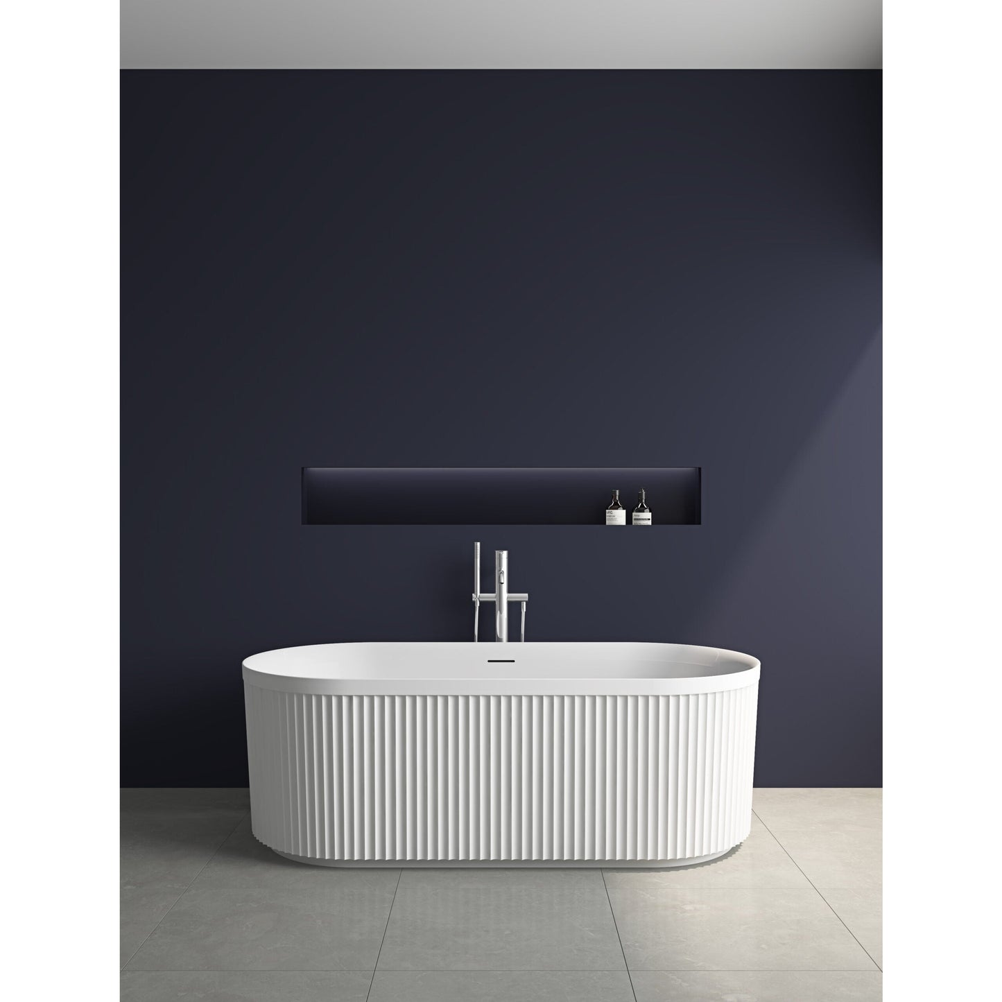 Avara Fluted Freestanding Bath Matt Sage Green