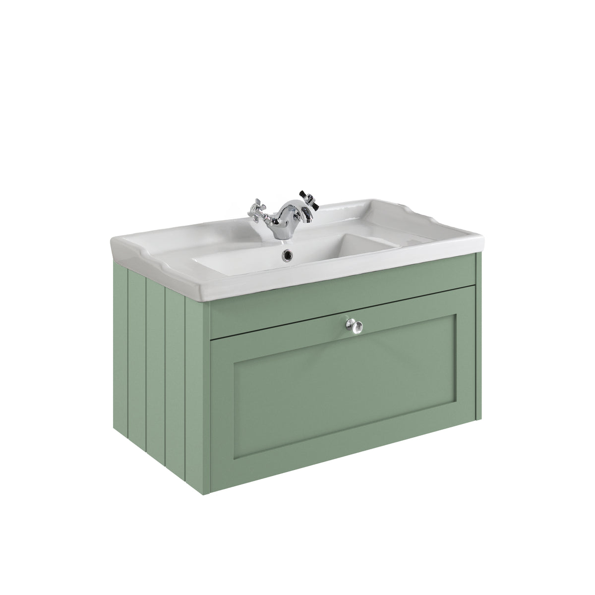 Kylemore 800mm Wall Hung Single Drawer Unit Satin Green