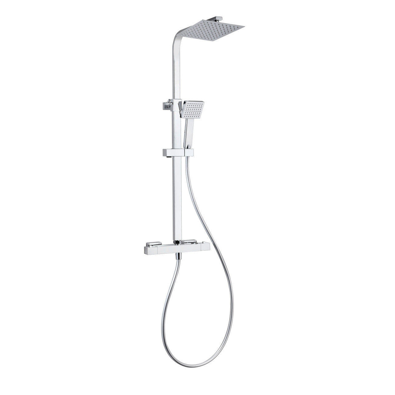 LEXA Square Chrome Dual Outlet Thermostatic Bar Valve & Kit