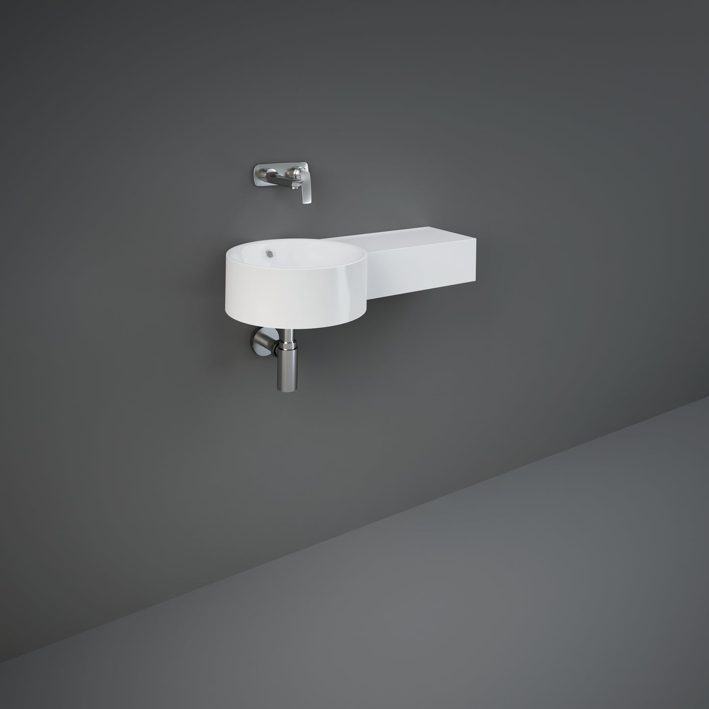 RAKPetit Round Wash Basin Right Ledge 0TH