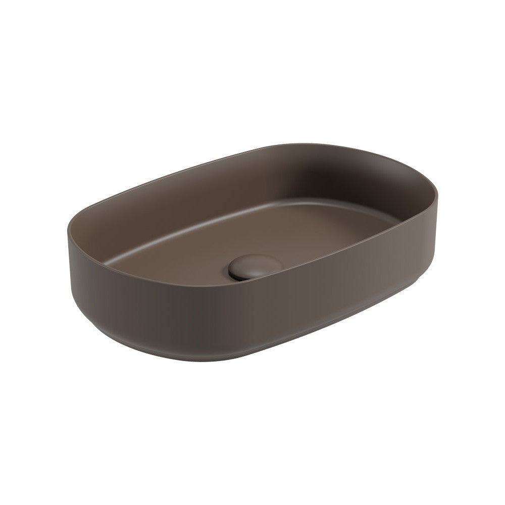 AVANTI Oval Countertop Wash Basin & Satin White Ceramic Click Clack Waste