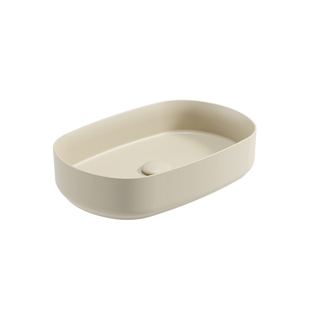 AVANTI Oval Countertop Wash Basin & Satin White Ceramic Click Clack Waste