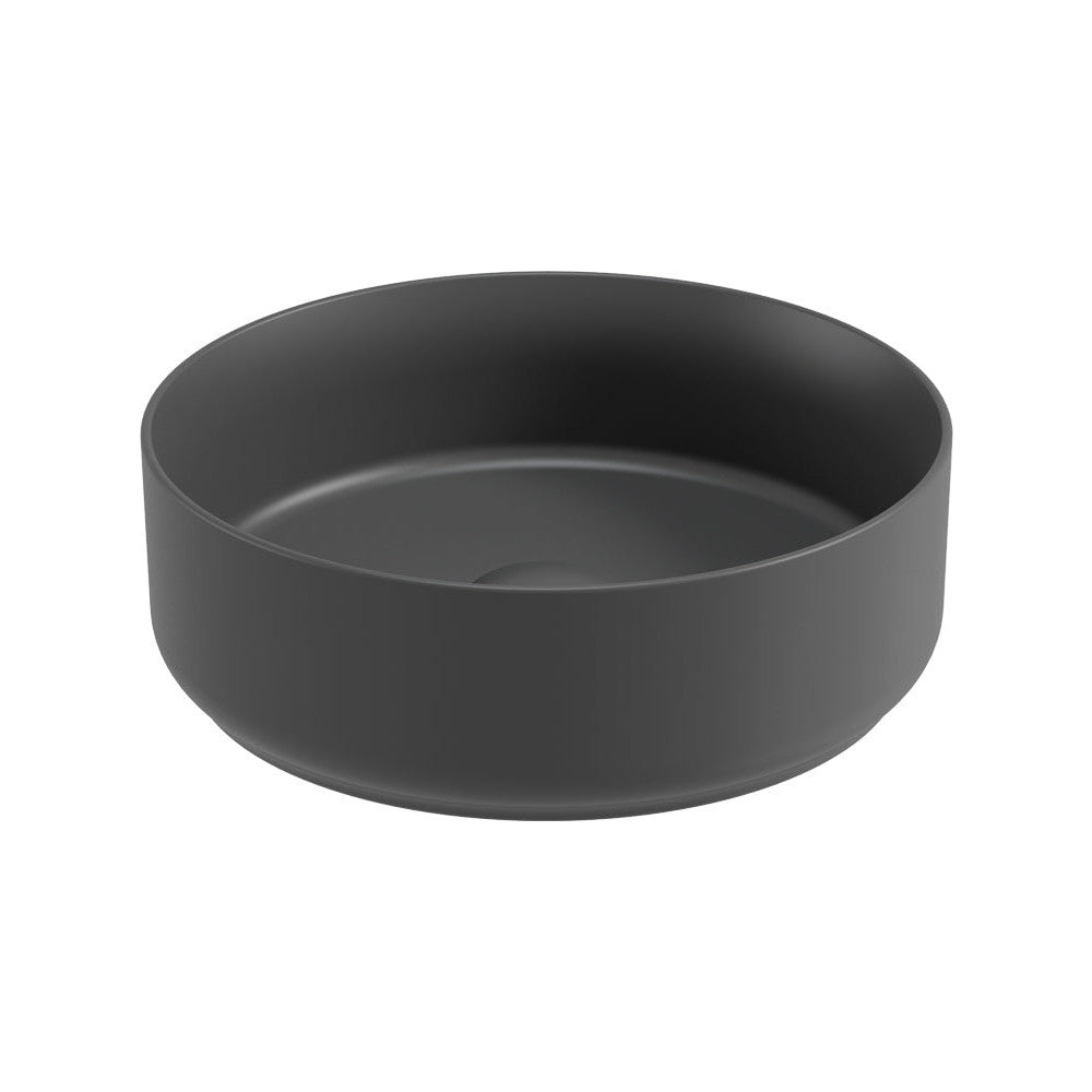 AVANTI Round 36cm Countertop Wash Basin & Satin White Ceramic Click Clack Waste
