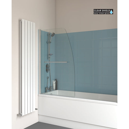 LUNAR SB3 Radius Bath Screen With Towel Rail Chrome