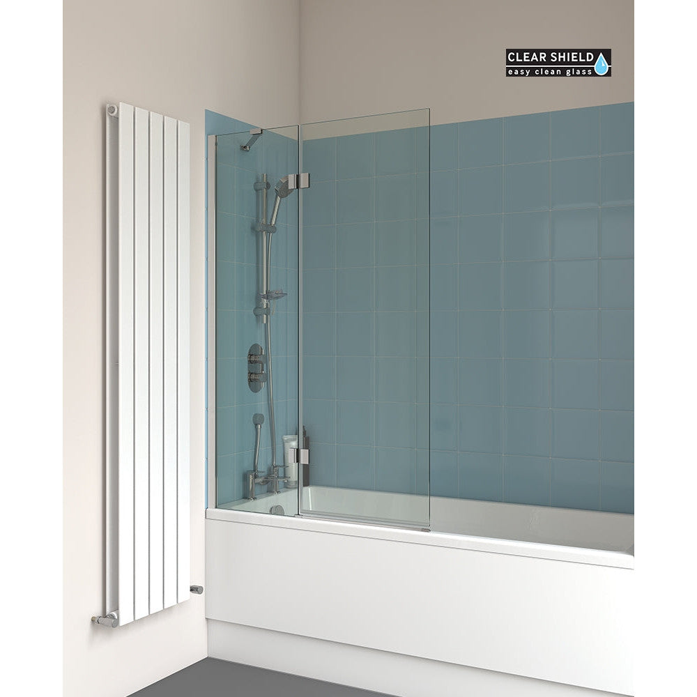 LUNAR SB6 Two Panel Hinged Bath Screen Chrome