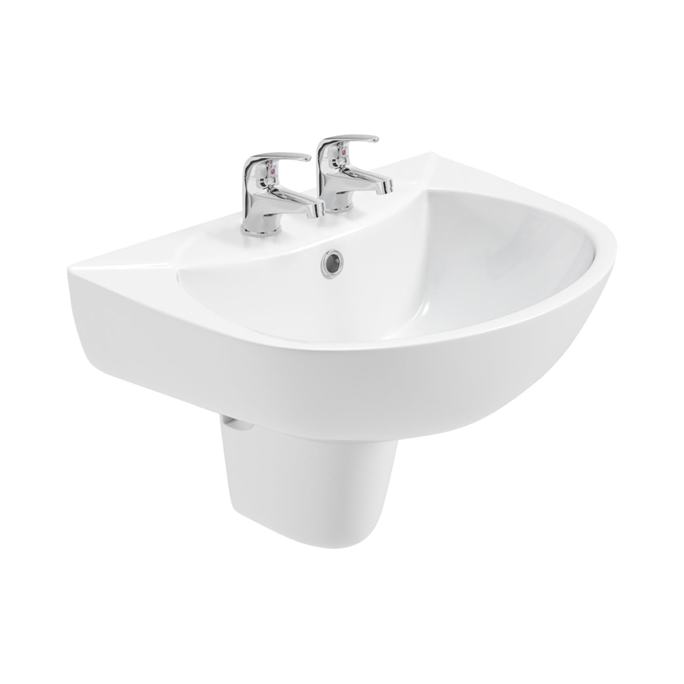 STRATA 2 Tap Hole Wash Basin & Semi Pedestal