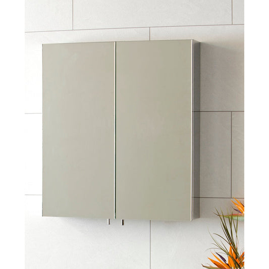STILO Nonilluminated Stainless Steel Two Door Mirror Cabinet