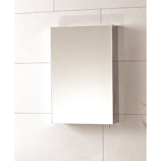 STILO Nonilluminated Stainless Steel Single Door Mirror Cabinet