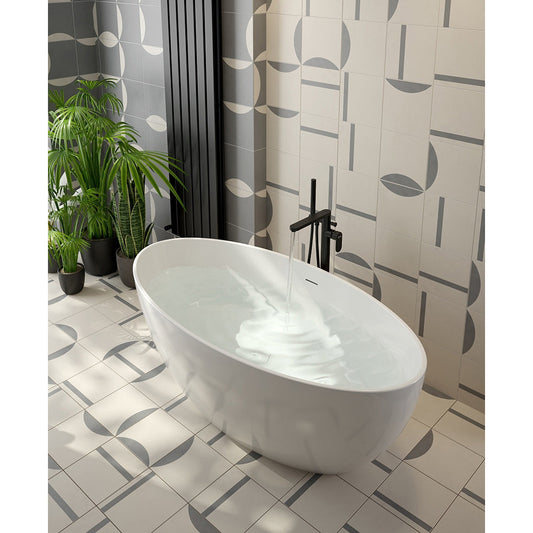MAROVO Freestanding Bath white including Waste and Overflow