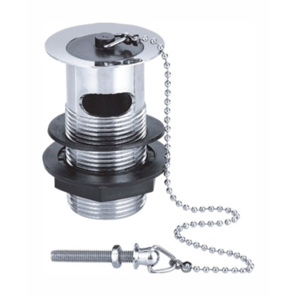Brass Basin Waste With Plastic Plug & Chain Chrome