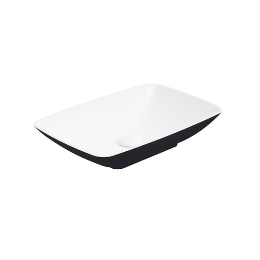 SKAL Rectangle Wash Basin White Black & Waste