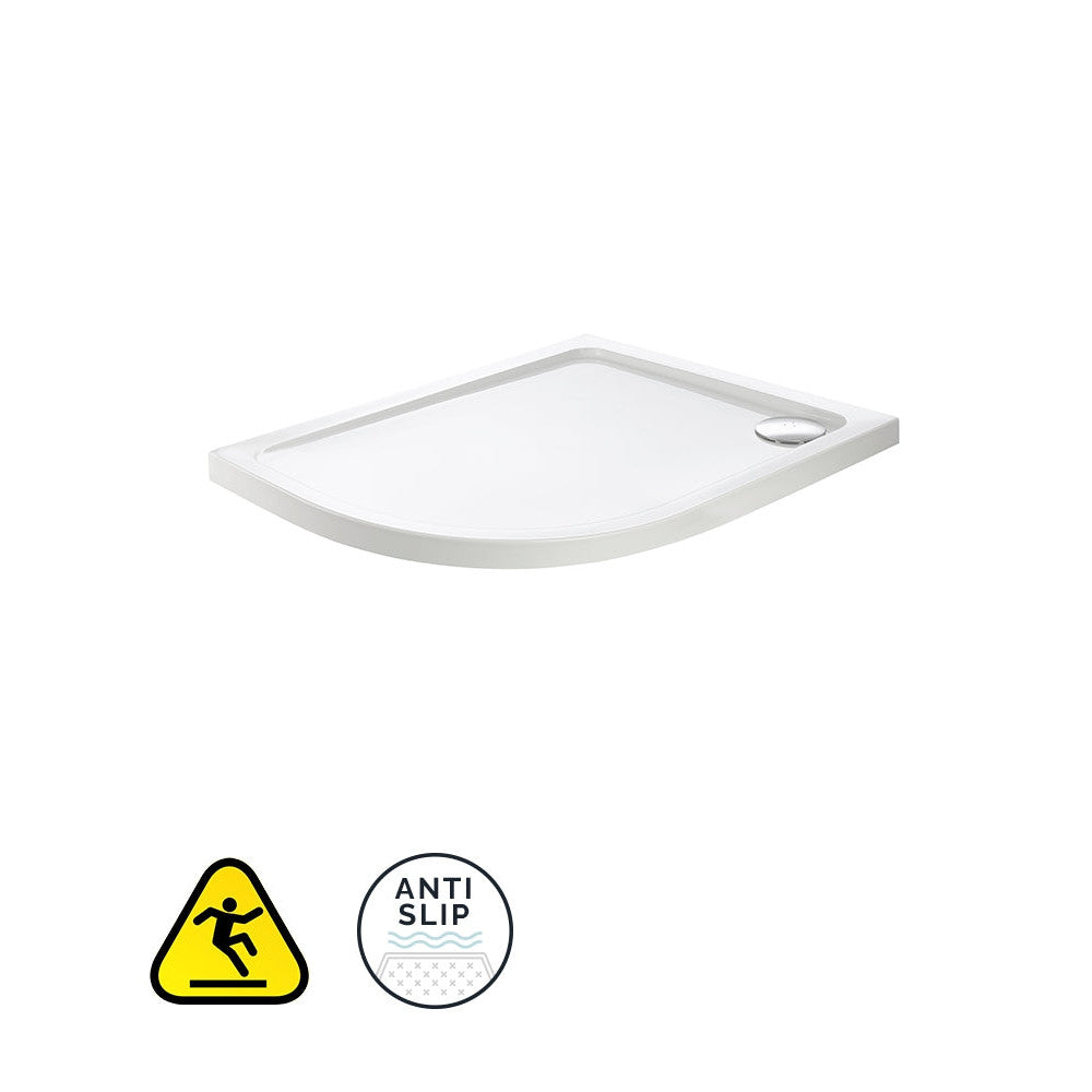 KRISTAL SECURE Offset Quadrant RH Low Profile Anti Slip Class C Shower Tray & Waste