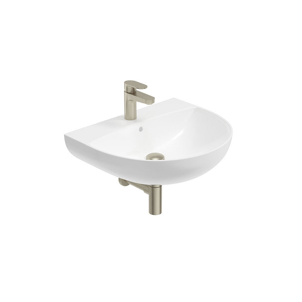 HORIZON Round 1 Tap Hole Wash Basin & Bottle Trap Brushed Nickel