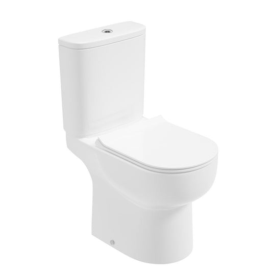 VIA Rimless Comfort Height Open Back Close Coupled WC & Sequence Slim Soft Close Seat