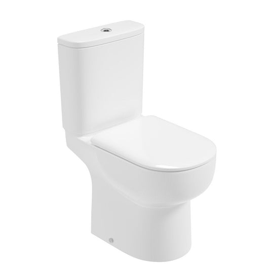 VIA Rimless Comfort Height Open Back Closed Coupled WC & Sequence Soft Close Seat
