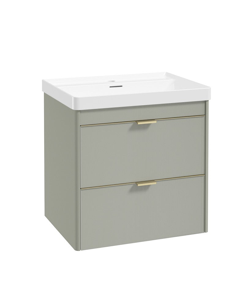 LUMIERE Wall Hung 60cm Two Drawer Vanity Unit-Reed Basin
