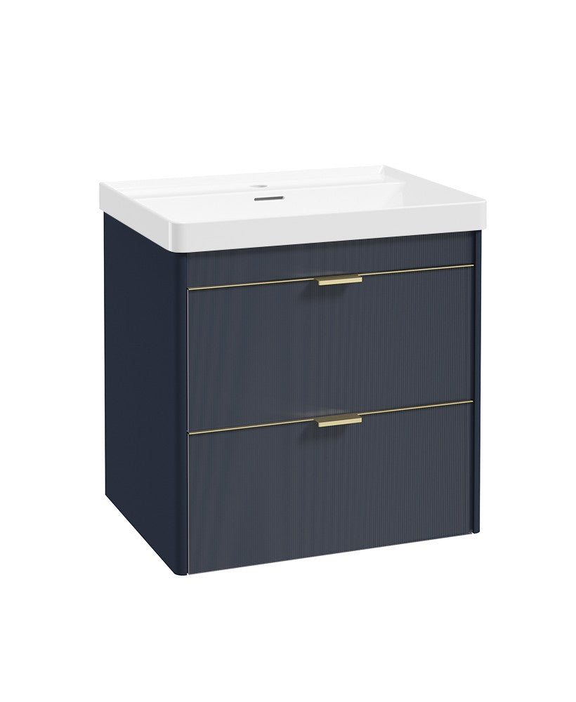 LUMIERE Wall Hung 60cm Two Drawer Vanity Unit-Reed Basin
