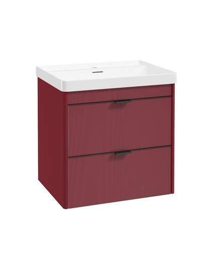 LUMIERE Wall Hung 60cm Two Drawer Vanity Unit-Reed Basin