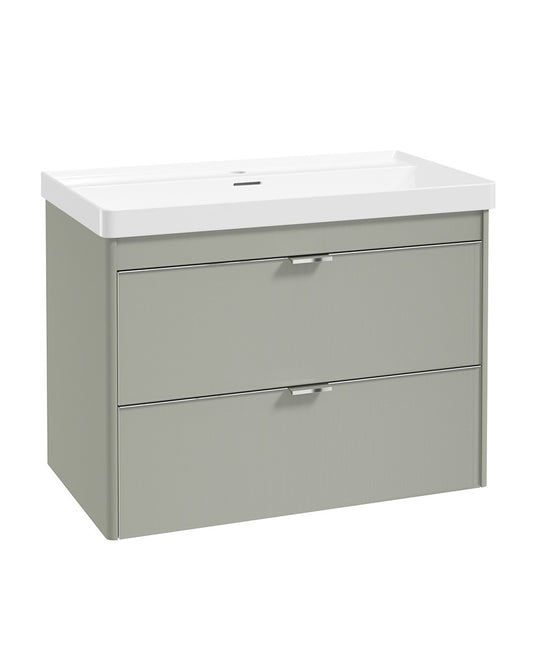 LUMIERE Wall Hung 80cm Two Drawer Vanity Unit-Reed Basin