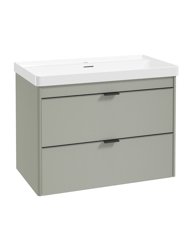 LUMIERE Wall Hung 80cm Two Drawer Vanity Unit-Reed Basin