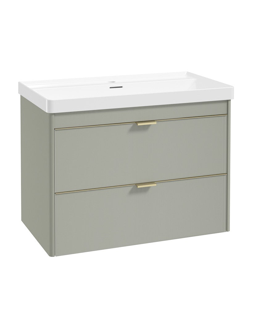 LUMIERE Wall Hung 80cm Two Drawer Vanity Unit-Reed Basin