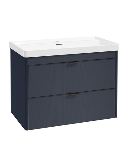 LUMIERE Wall Hung 80cm Two Drawer Vanity Unit-Reed Basin