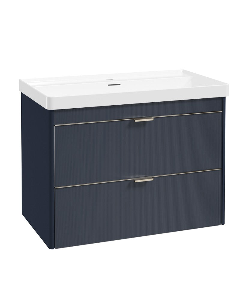 LUMIERE Wall Hung 80cm Two Drawer Vanity Unit-Reed Basin