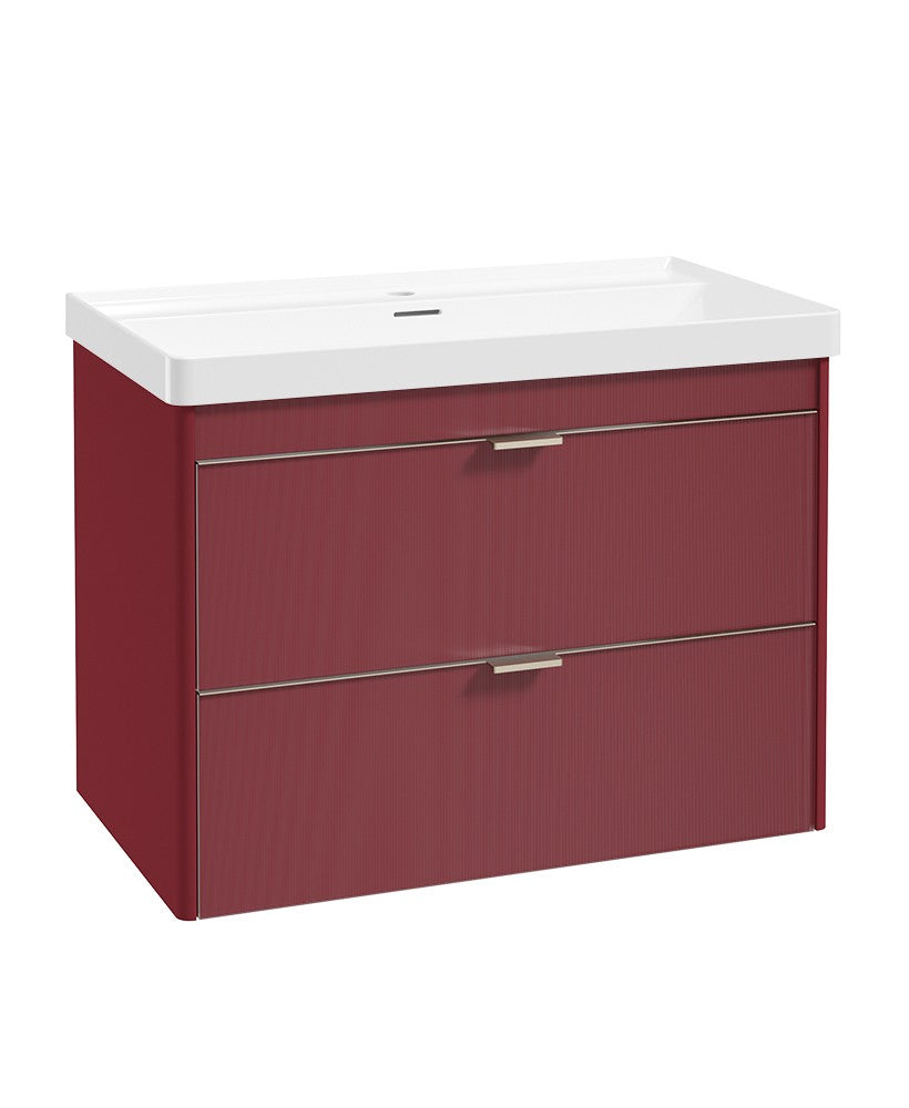 LUMIERE Wall Hung 80cm Two Drawer Vanity Unit-Reed Basin