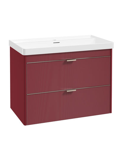 LUMIERE Wall Hung 80cm Two Drawer Vanity Unit-Reed Basin