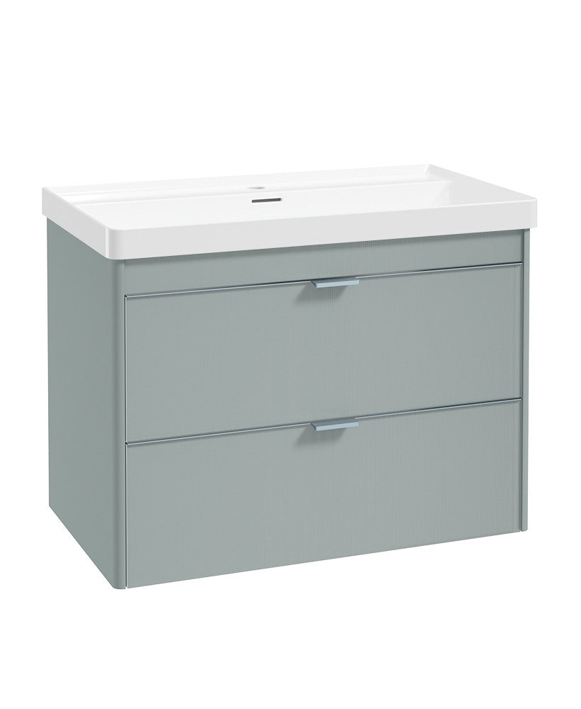 LUMIERE Wall Hung 80cm Two Drawer Vanity Unit-Reed Basin