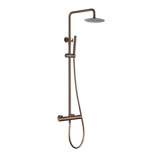 Round Brushed Bronze Cool Touch Dual Function Shower