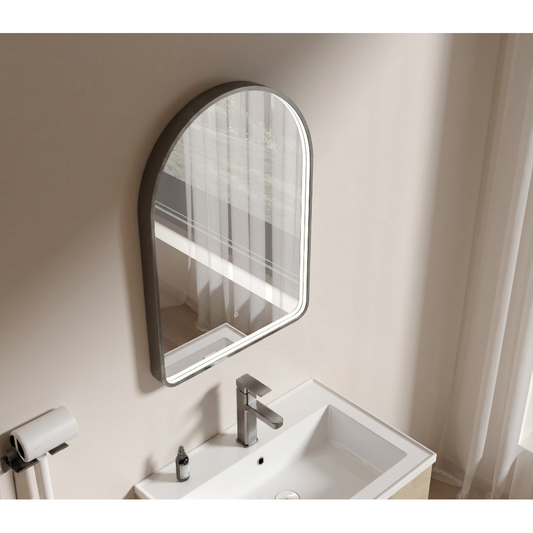 Arched 500 x 700 Gun Metal Mirror