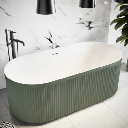Avara Fluted  Freestanding Bath Matt Sage Green