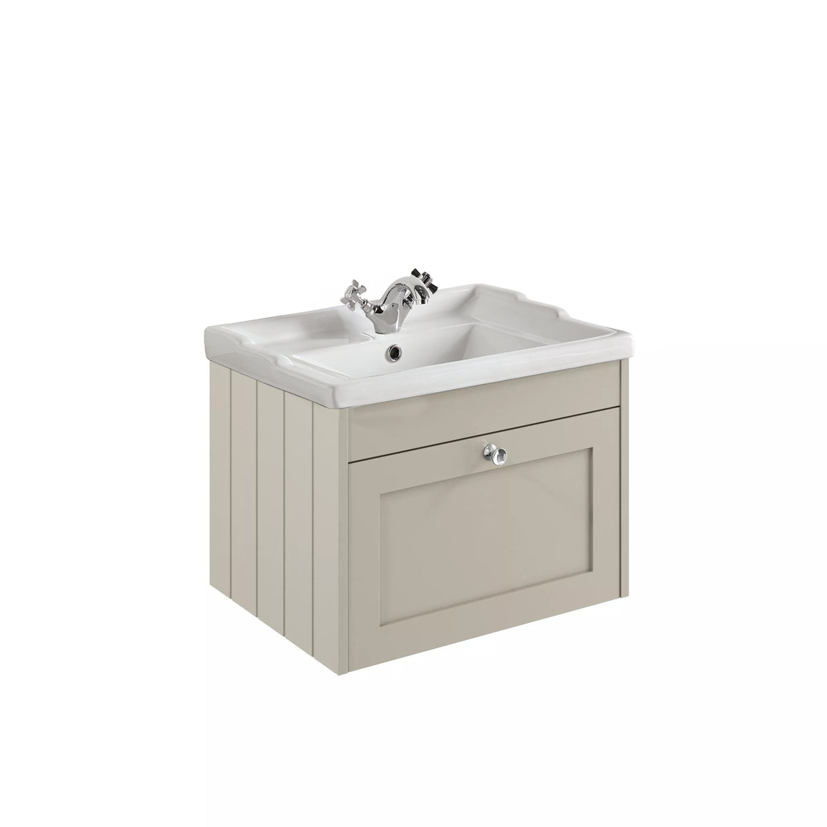 Kylemore 600mm Wall Hung Single Drawer Unit Oyster Stone