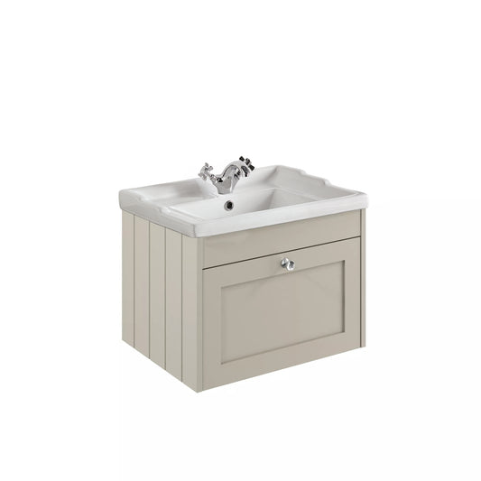 Kylemore 600mm Wall Hung Single Drawer Unit Oyster Stone