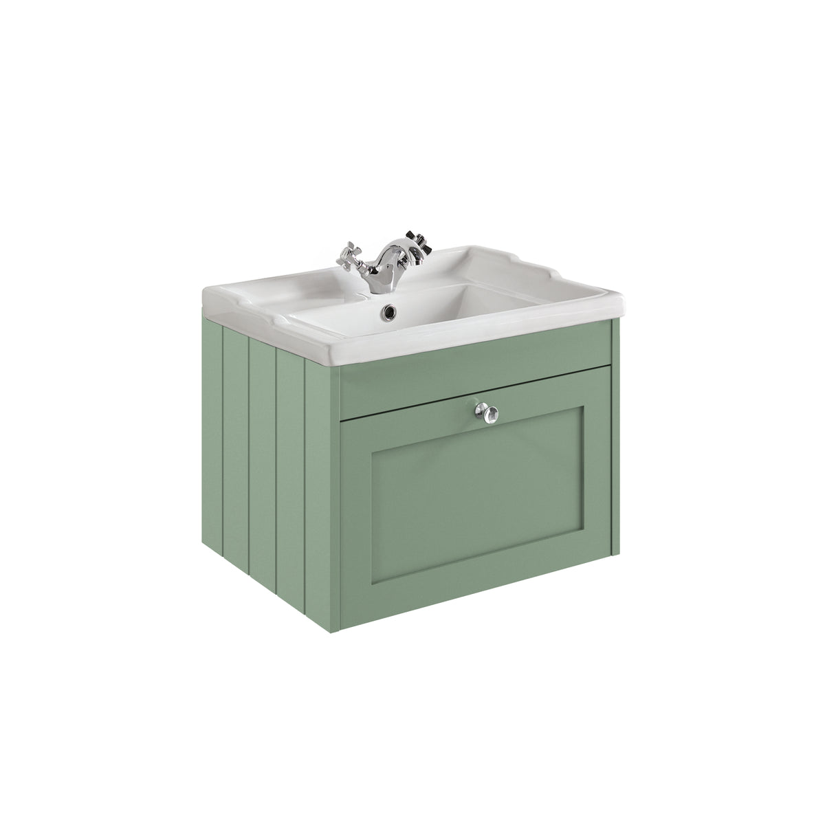 Kylemore 600mm Wall Hung Single Drawer Unit Satin Green