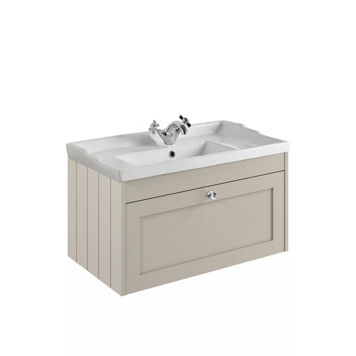 Kylemore 800mm Wall Hung Single Drawer Unit Oyster Stone