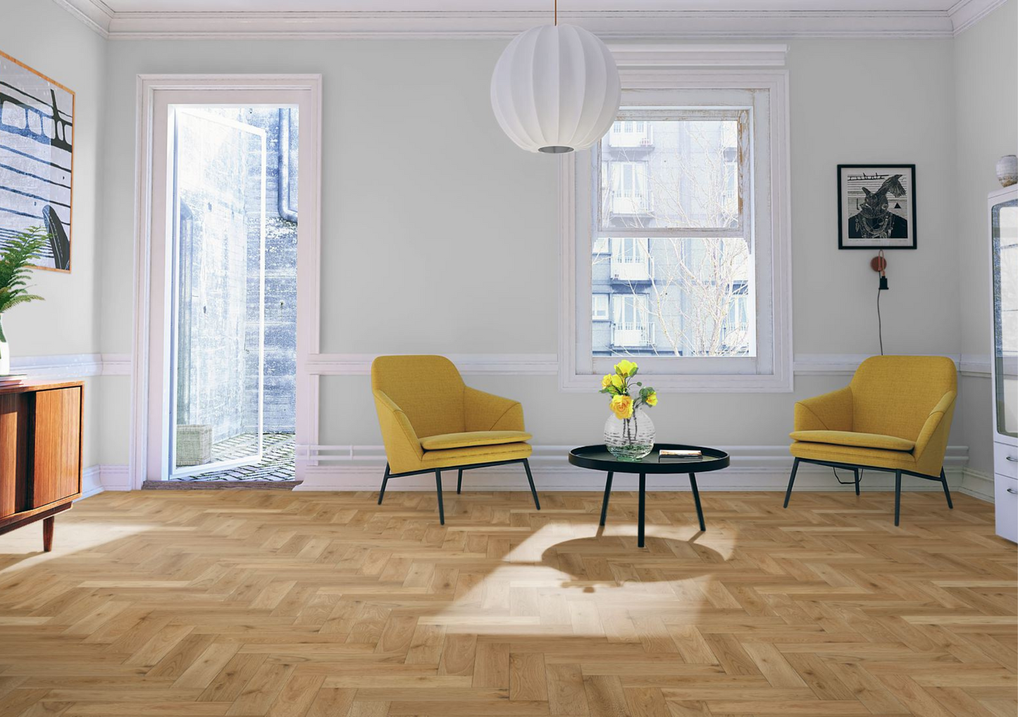 Strata Fifteen Natural Brushed Oak Herringbone 90 - Engineered