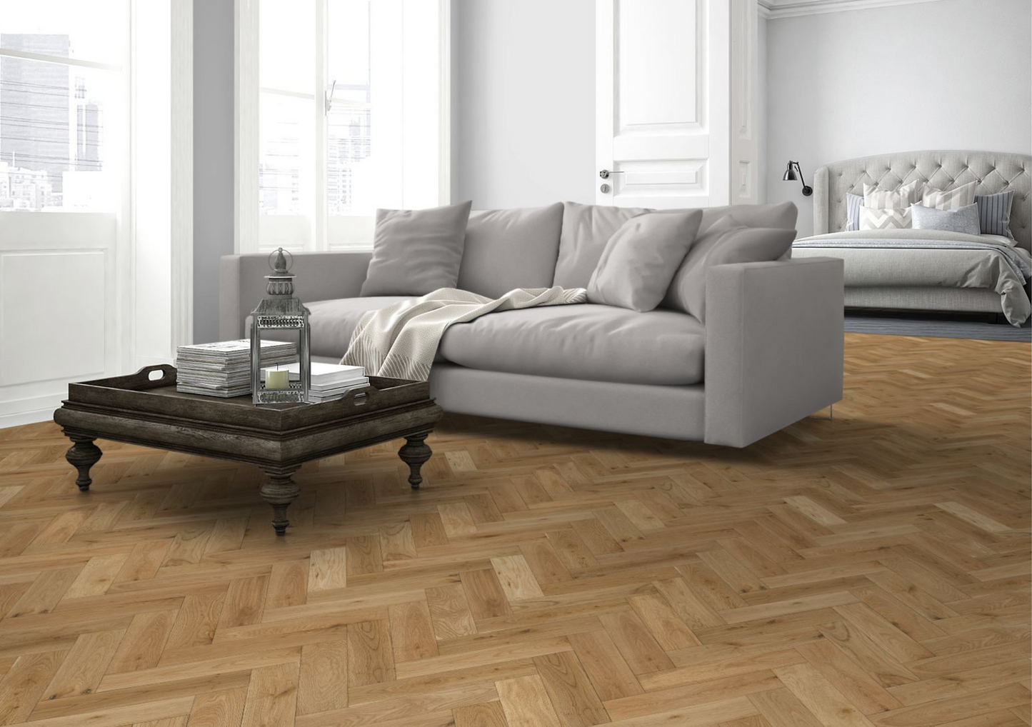 Strata Fifteen Natural Brushed Oak Herringbone 90 - Engineered