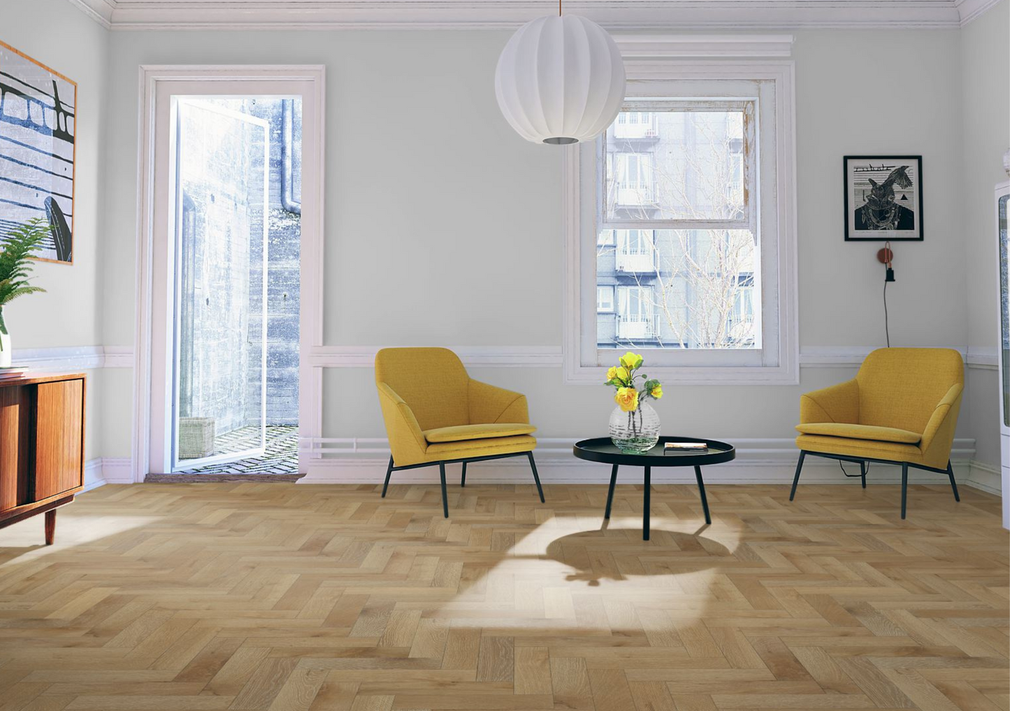 Strata Fifteen Orchid White Oak Herringbone 90 - Engineered