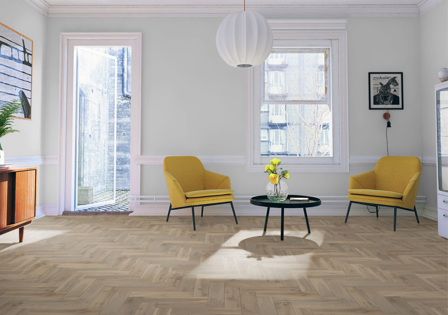 Strata Fifteen Pearl Grey Oak Herringbone 90 - Herringbone