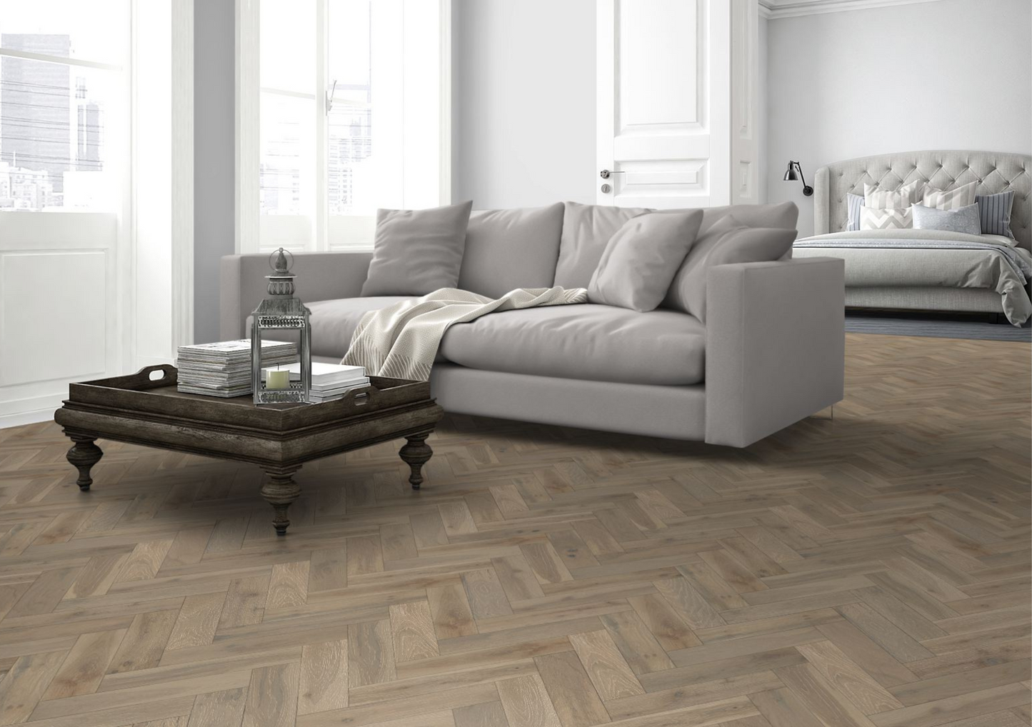 Strata Fifteen Pearl Grey Oak Herringbone 90 - Herringbone