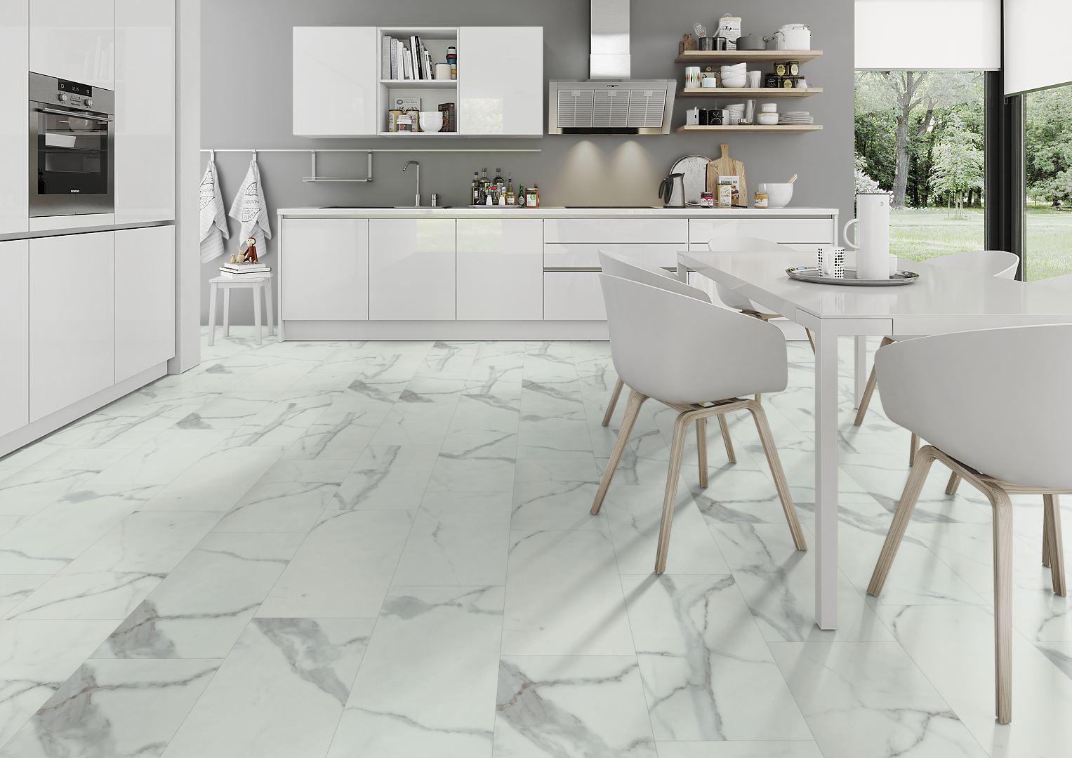 Carrara White Marble Matt LVT Dryback