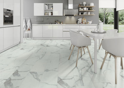 Carrara White Marble Matt LVT Dryback