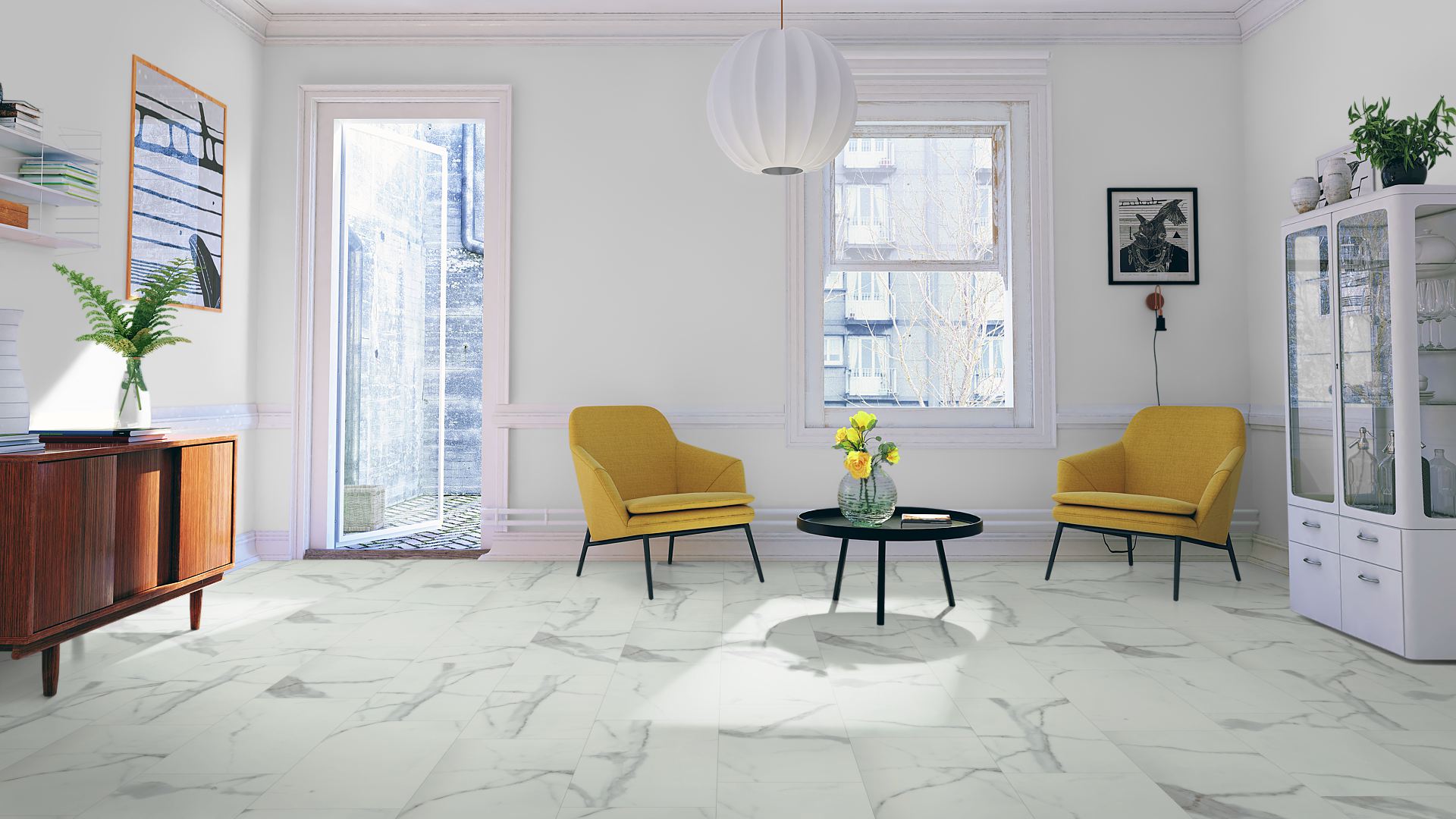 Carrara White Marble Matt LVT Dryback