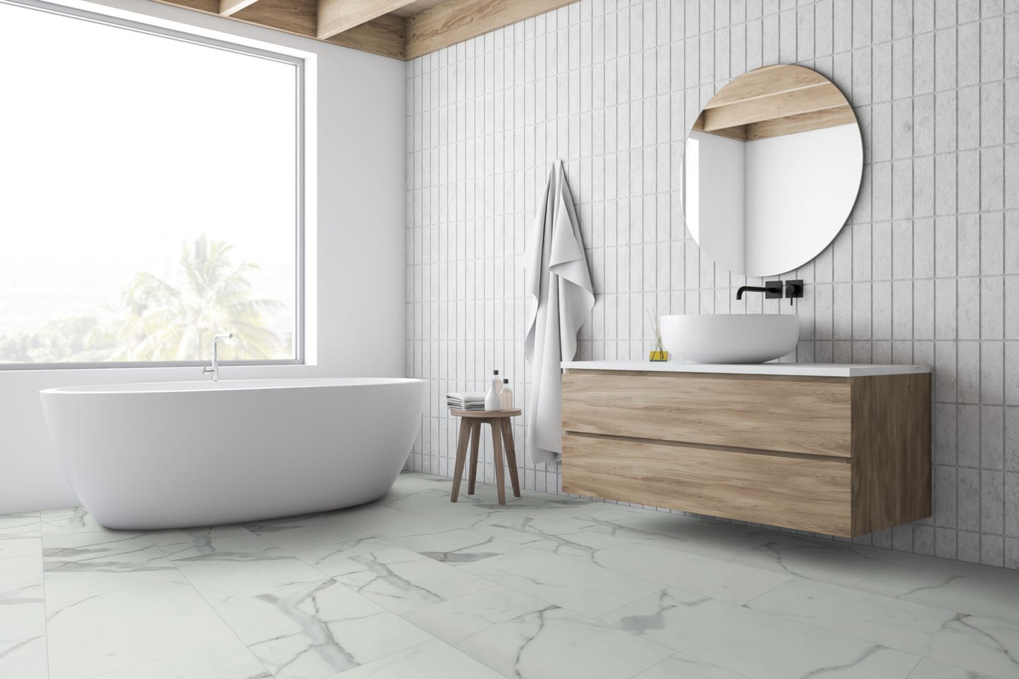 Carrara White Marble Matt LVT Dryback