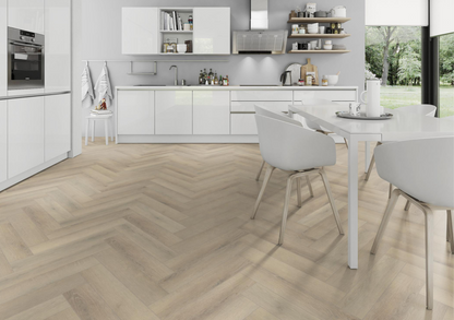 Seashell Oak Herringbone LVT Dryback