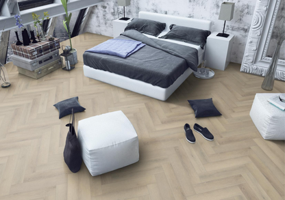 Seashell Oak Herringbone LVT Dryback